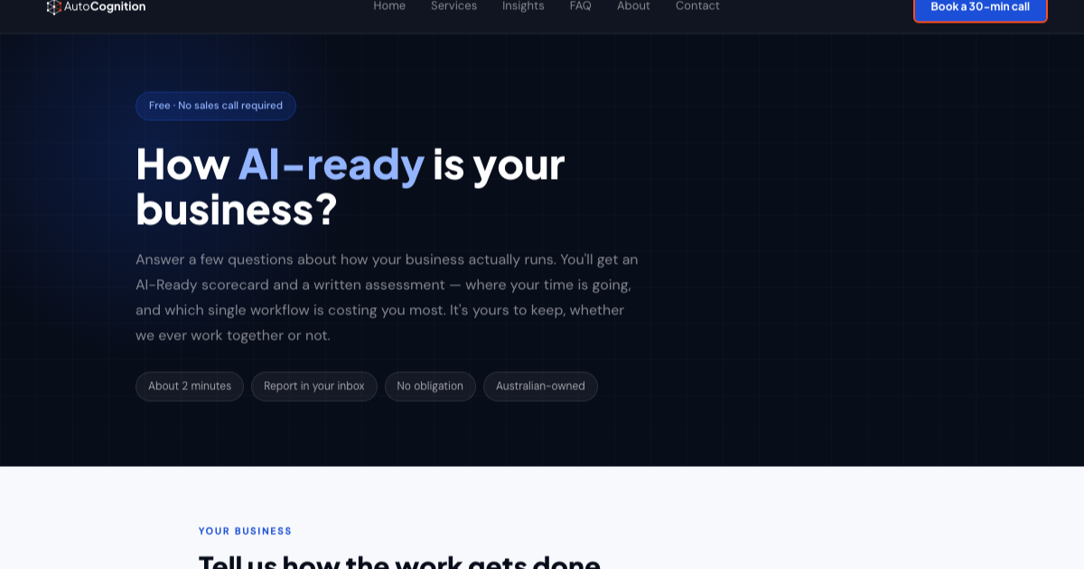 AutoCognition Free AI Assessment — How AI-ready is your business?